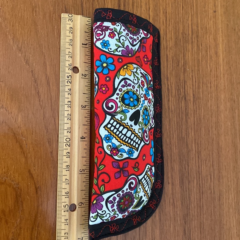 Handmade Sugar Skull Print Eyeglass Case - Picture 7 of 8